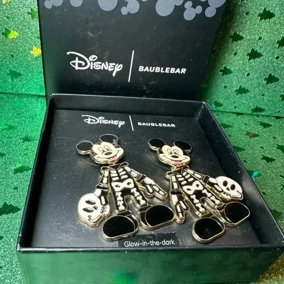 BaubleBar Disney Mickey Skeleton Costume dangle post earrings NWT - Picture 2 of 5